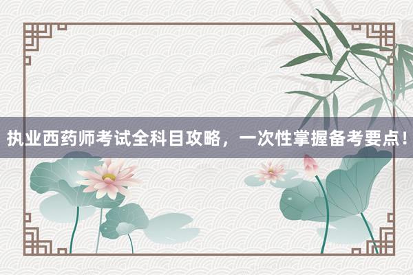 执业西药师考试全科目攻略，一次性掌握备考