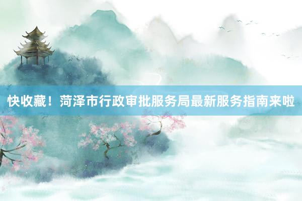 快收藏！菏泽市行政审批服务局最新服务指南来啦
