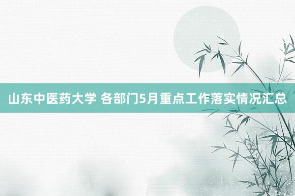 山东中医药大学 各部门5月重点工作落实情况汇总