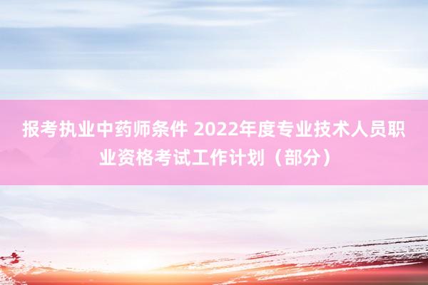 报考执业中药师条件 2022年度专业技术人员职业资格考试工作计划（部分）