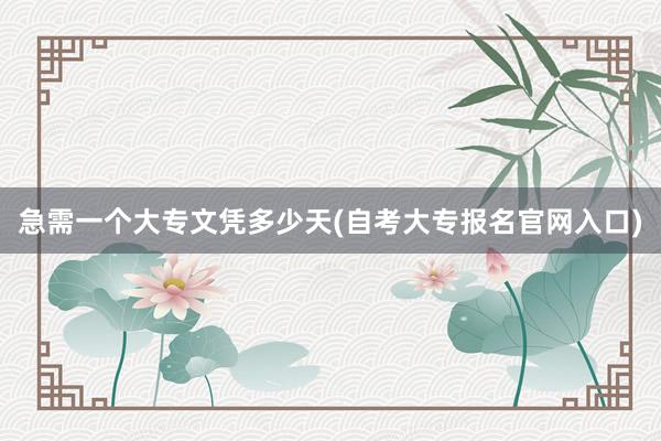 急需一个大专文凭多少天(自考大专报名官网入口)