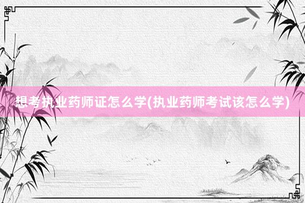 想考执业药师证怎么学(执业药师考试该怎么学)