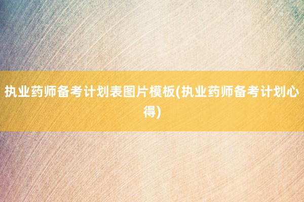 执业药师备考计划表图片模板(执业药师备考计划心得)