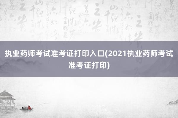 执业药师考试准考证打印入口(2021执业药师考试准考证打印)