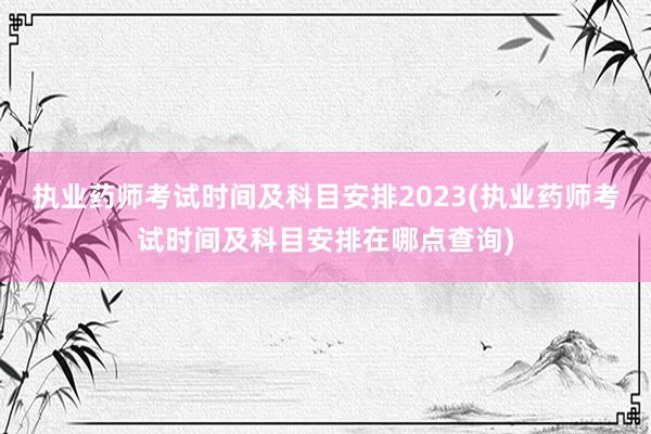 执业药师考试时间及科目安排2023(执业药师考试时间及科目安