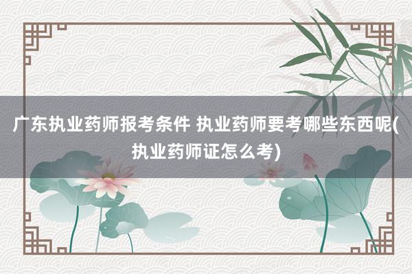广东执业药师报考条件 执业药师要考哪些东西呢(执业药师证怎么