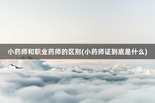 小药师和职业药师的区别(小药师证到底是什