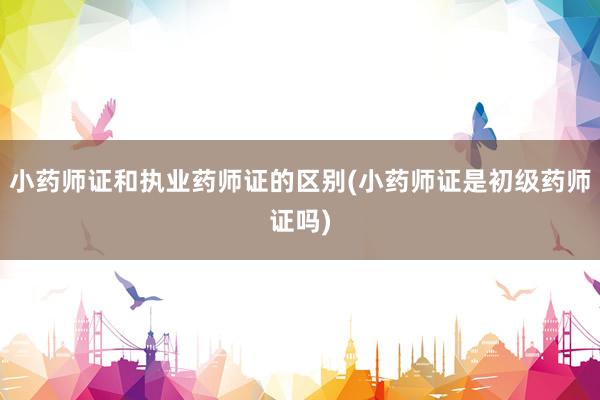 小药师证和执业药师证的区别(小药师证是初级药师证吗)