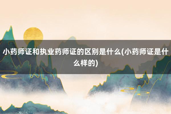 小药师证和执业药师证的区别是什么(小药师证是什么样的)