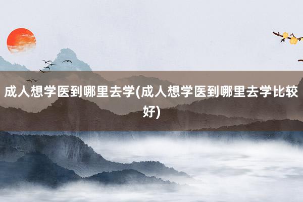 成人想学医到哪里去学(成人想学医到哪里去学比较好)