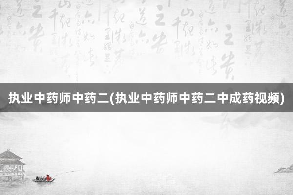 执业中药师中药二(执业中药师中药二中成药视频)