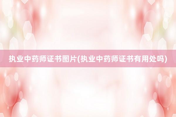 执业中药师证书图片(执业中药师证书有用处吗)