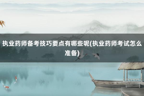 执业药师备考技巧要点有哪些呢(执业药师考试怎么准备)