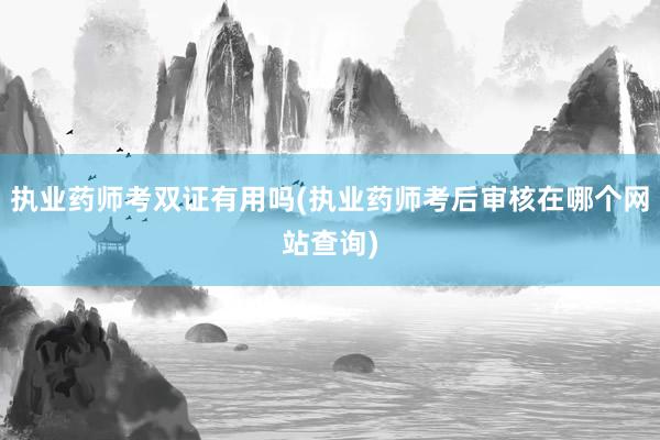 执业药师考双证有用吗(执业药师考后审核在哪个网站查询)