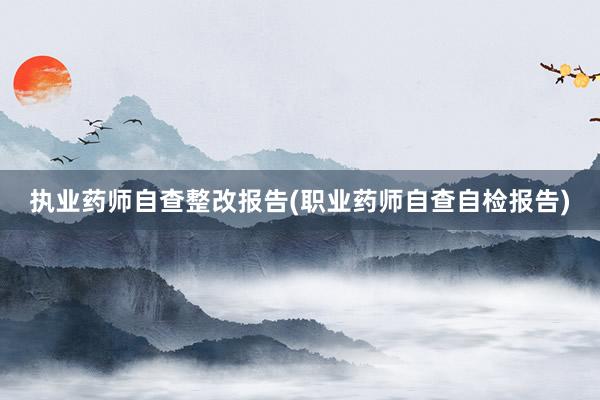 执业药师自查整改报告(职业药师自查自检报告)