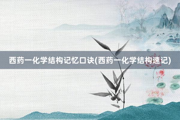 西药一化学结构记忆口诀(西药一化学结构速记)