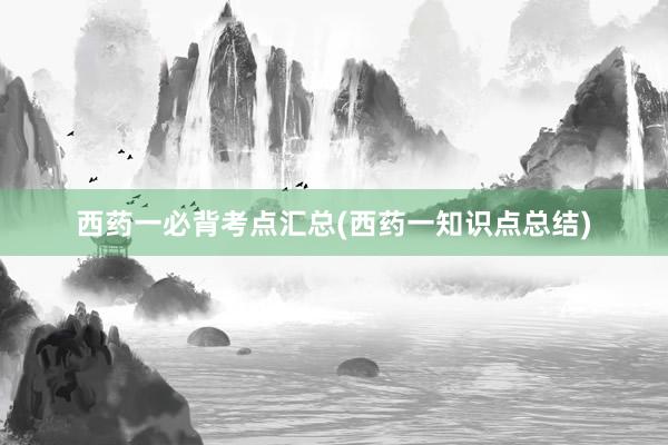 西药一必背考点汇总(西药一知识点总结)