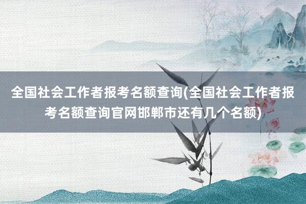 全国社会工作者报考名额查询(全国社会工作