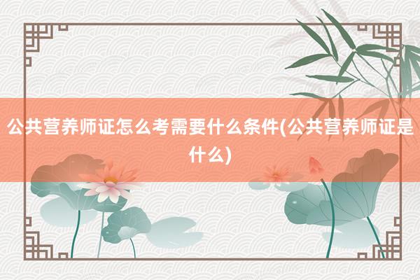 公共营养师证怎么考需要什么条件(公共营养师证是什么)