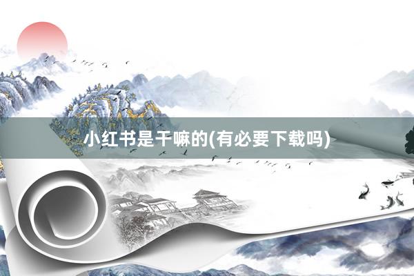 小红书是干嘛的(有必要下载吗)