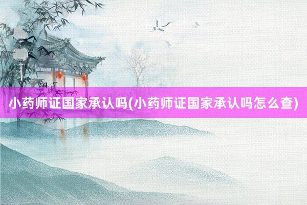 小药师证国家承认吗(小药师证国家承认吗怎