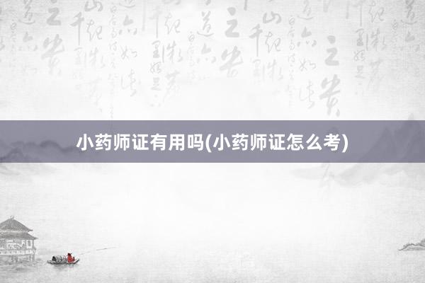 小药师证有用吗(小药师证怎么考)