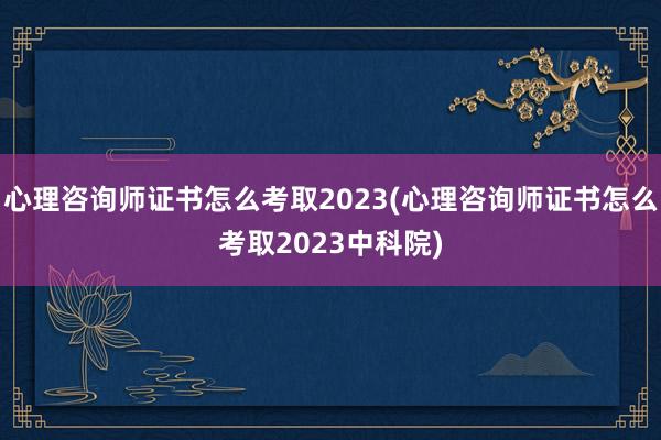 心理咨询师证书怎么考取2023(心理咨询师证书怎么考取2023中科院)