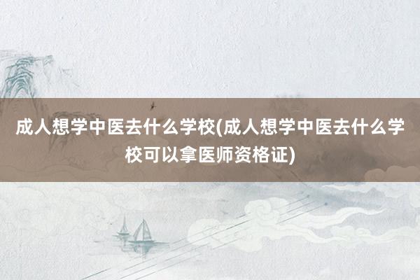 成人想学中医去什么学校(成人想学中医去什么学校可以拿医师资格证)