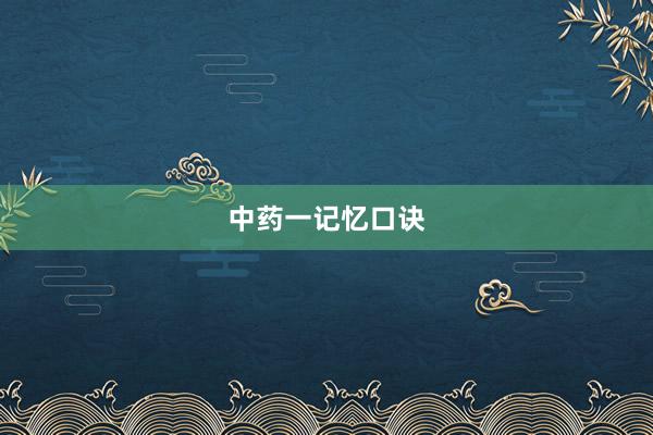 中药一记忆口诀