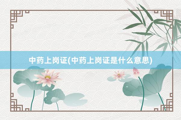 中药上岗证(中药上岗证是什么意思)