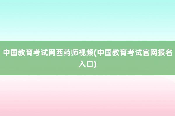 中国教育考试网西药师视频(中国教育考试官网报名入口)
