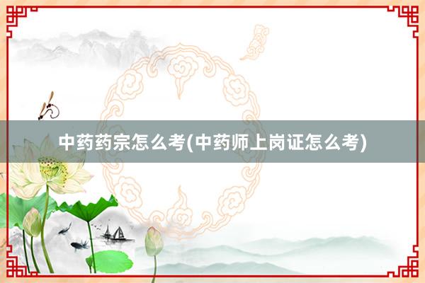 中药药宗怎么考(中药师上岗证怎么考)