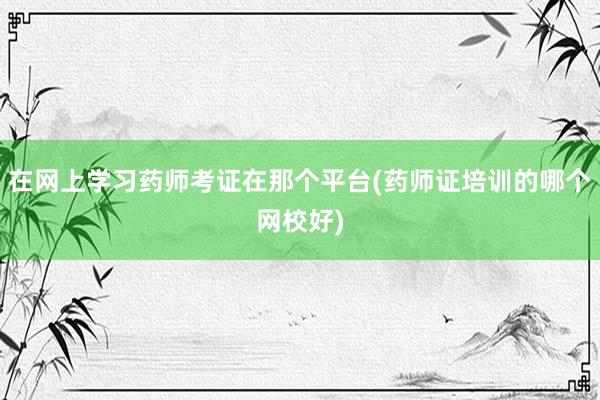 在网上学习药师考证在那个平台(药师证培训的哪个网校好)