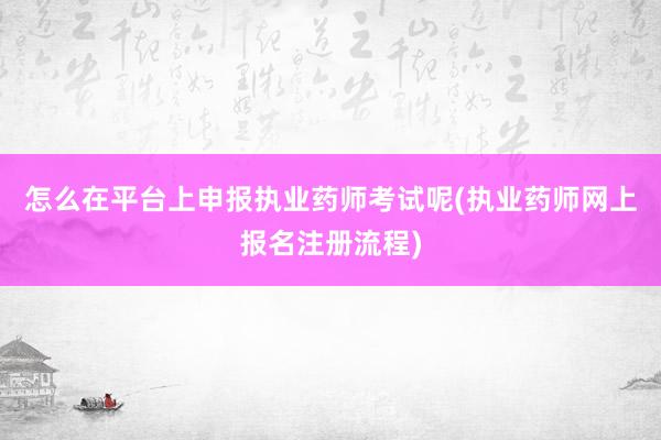 怎么在平台上申报执业药师考试呢(执业药师网上报名注册流程)